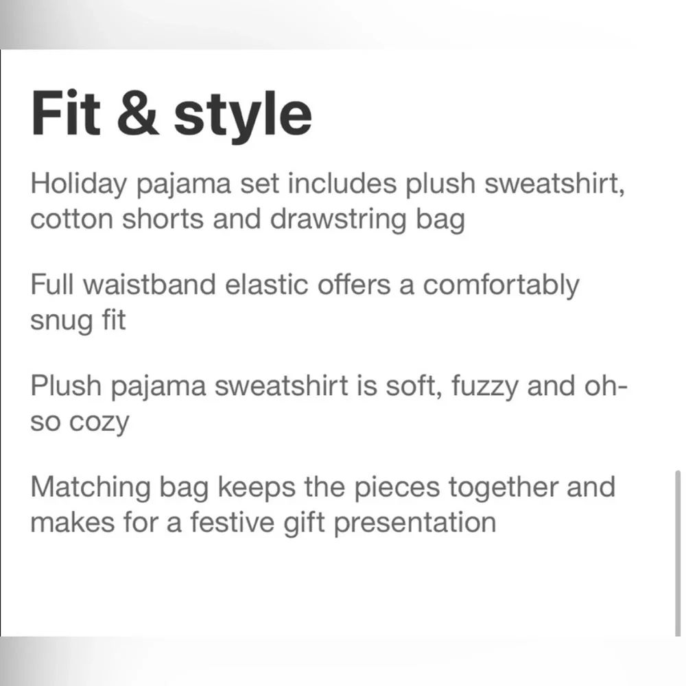 Wondershop Feeling Festive 3pc Backpack Pajama Set Sweatshirt Flannel Shorts XS